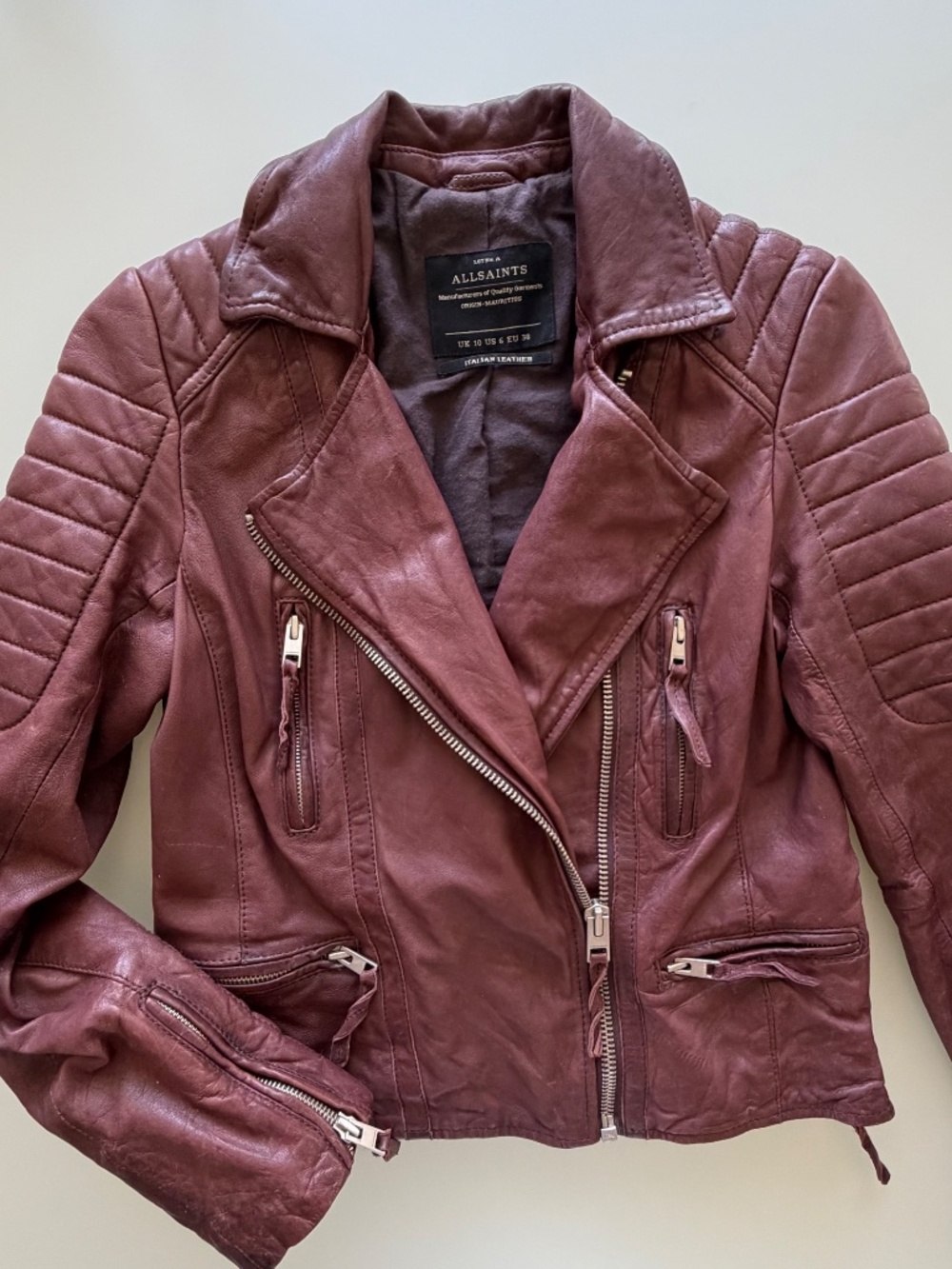 All Saints Oxblood Leather Jacket